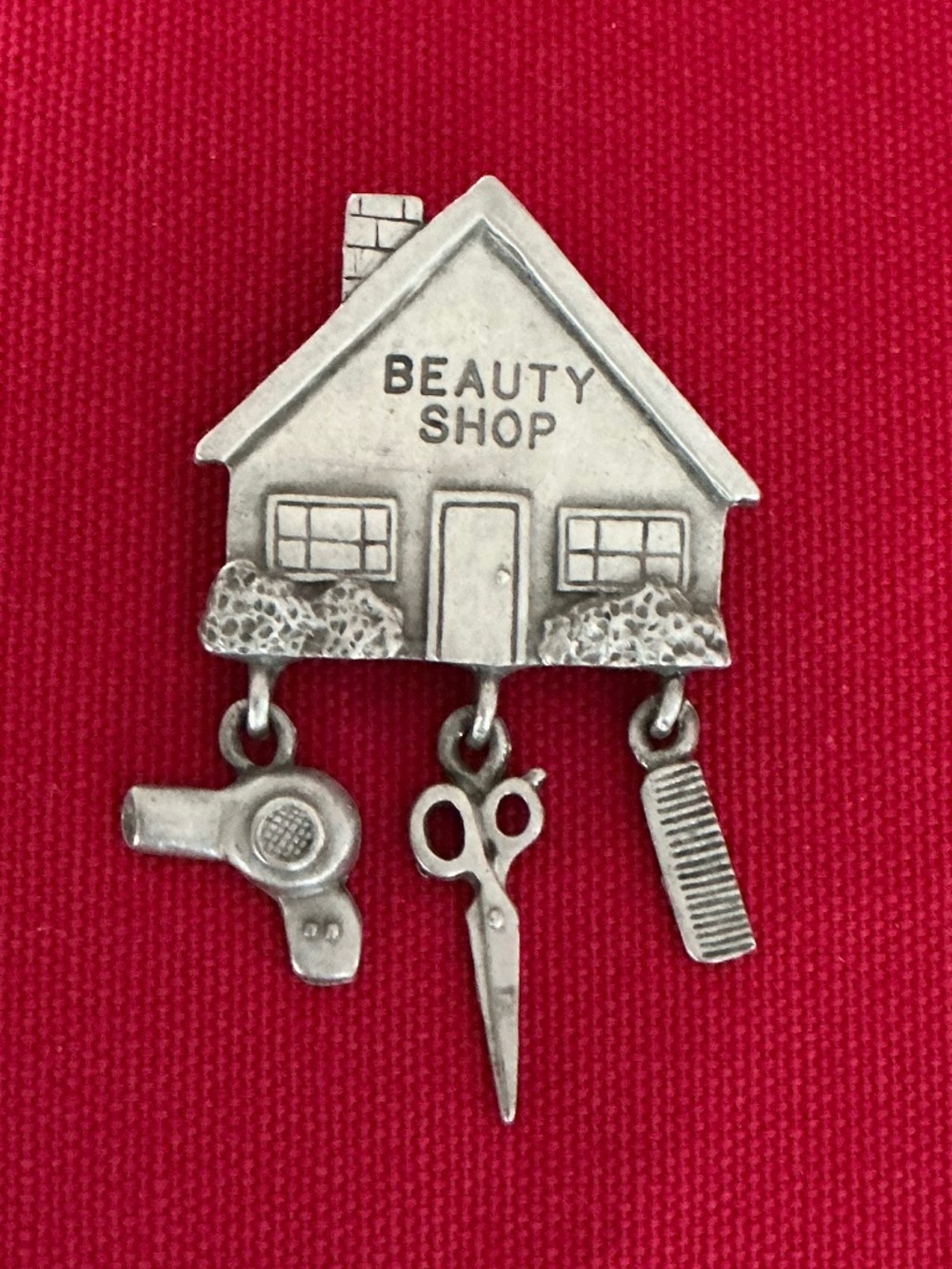 Vintage Pewter Beauty Shop Brooch Signed & Numbered Spoont 4195 Pin
